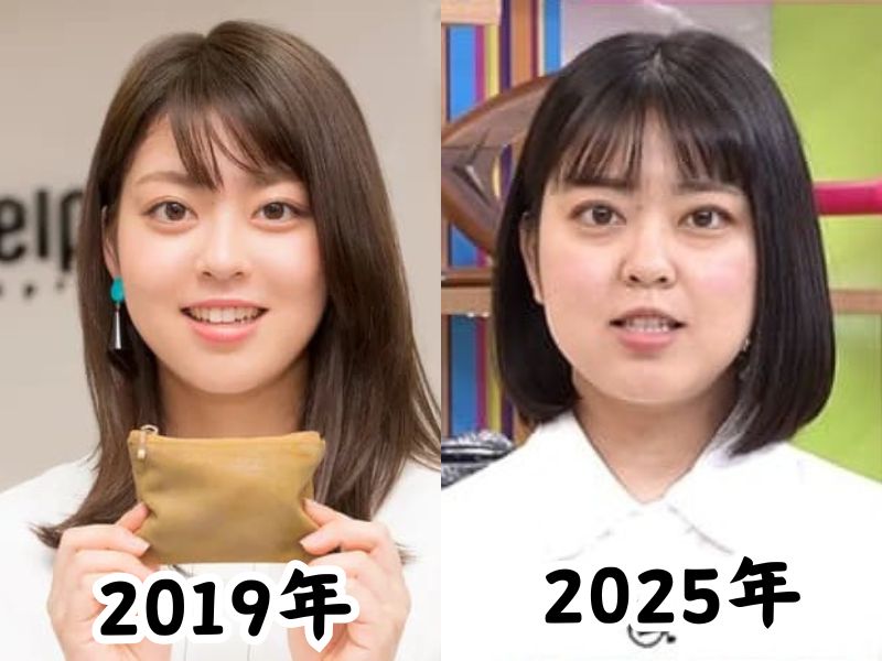 杉原千尋アナの痩せていた2019年の姿と太ったと話題になった2025年の姿を比較した画像
