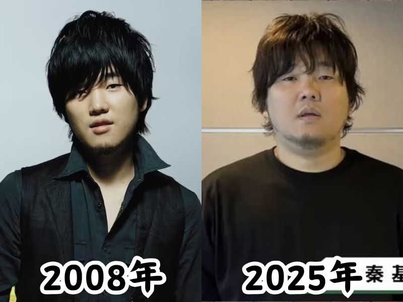 秦基博さんの痩せていた2008年の姿と太った2025年の姿を比較した画像