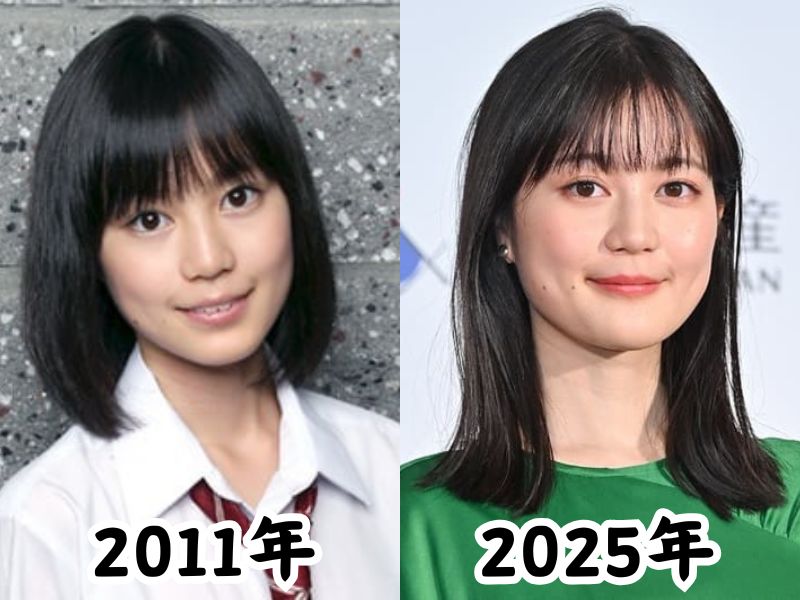 生田絵梨花さんの痩せてシャープな輪郭だった2011年の姿とエラが張り太ったと話題になった2025年の姿を比較した画像