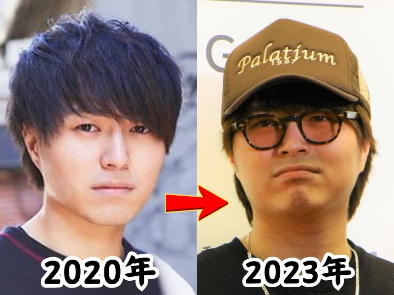 Novelbrightのボーカル竹中雄大さんの痩せていた2020年の姿と太ったと話題になった2023年の姿を比較した画像