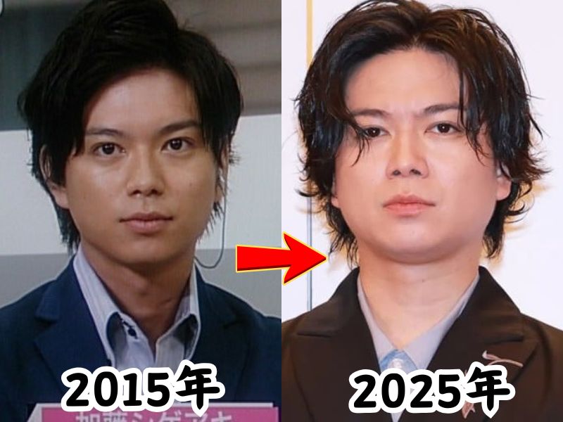 NEWS加藤シゲアキの痩せていた2015年当時の姿と太ったと話題になった2025年当時の姿を比較した画像