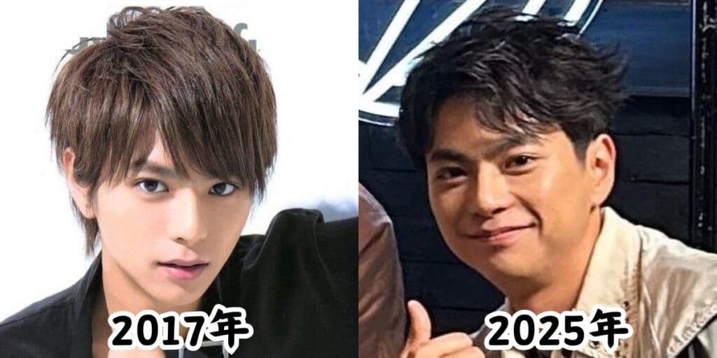 佐藤勝利の痩せていた2017年の姿と太ったと話題になった2025年の姿を比較した画像