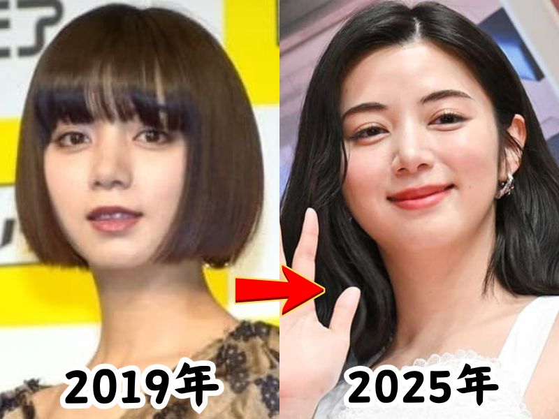 池田エライザの痩せていた2019年の姿と太ったと話題になった2025年の姿を比較した画像