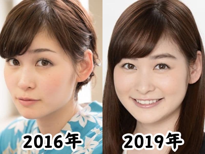 岩田絵里奈アナの痩せていた2016年の姿と太った2019年の姿を比較した画像