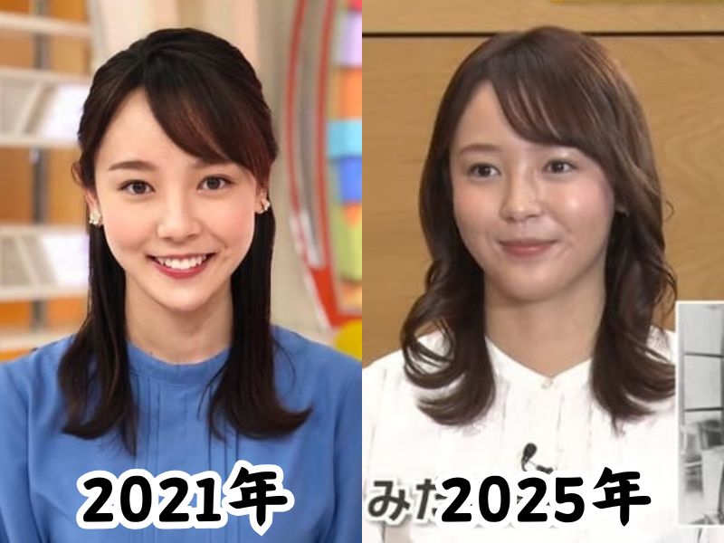 森千晴アナの痩せていた2021年の姿と太ったと話題になった2025年の姿を比較した画像