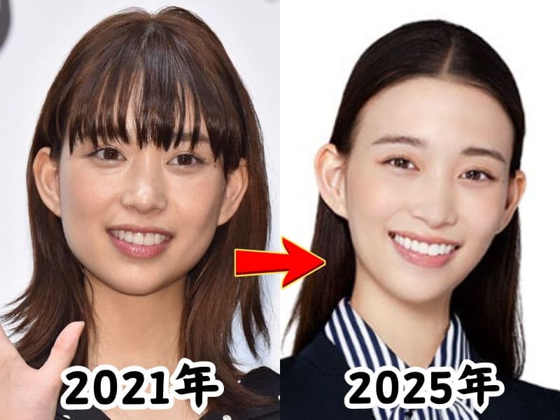 森川葵のふっくらしていた2021年の姿と瘠せたと話題になった2025年の姿を比較した画像