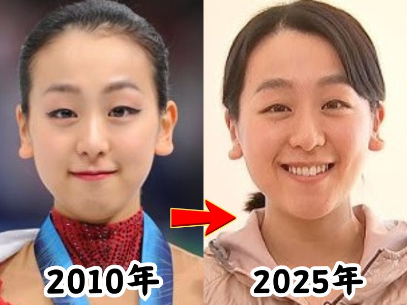 浅田真央のスリム体型だった2010年の姿とふっくら太ったと話題になった2025年の姿を比較した画像