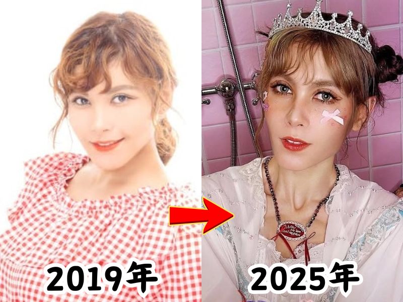 ファイルーズあいさんのふっくらしていた2019年の姿と瘠せたと話題になった2025年の姿を比較した画像