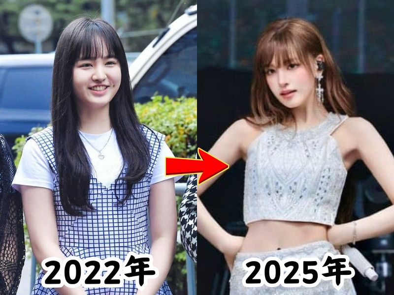 IVEリザさんの太っていた2022年の姿と瘠せたと話題になった2025年の姿を比較した画像