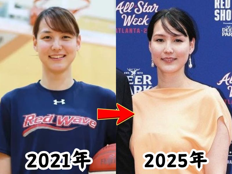 真美子夫人のスリム体型だった2021年の姿と太ったと話題になった2025年の姿を比較した画像