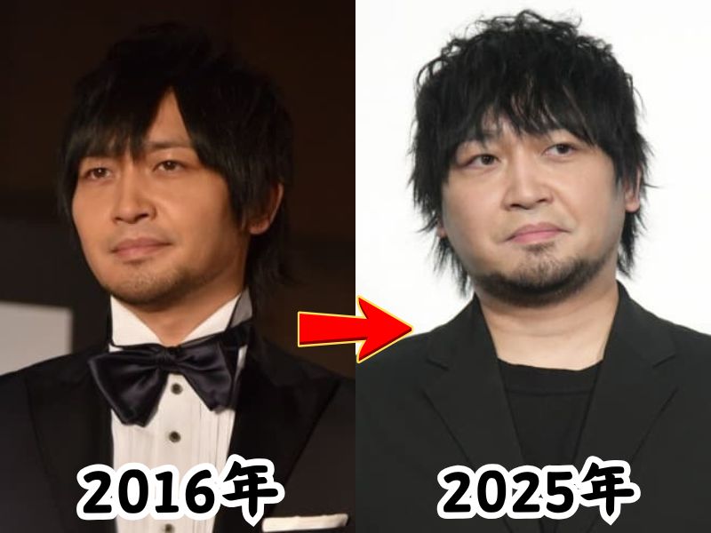 中村悠一さんの痩せていた2016年の姿と太ったと話題になった2025年の姿を比較した画像