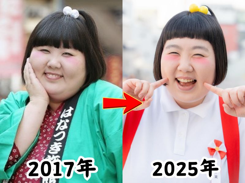 酒井藍さんの太っていた2017年の姿と瘠せたと話題になった2025年の姿を比較した画像