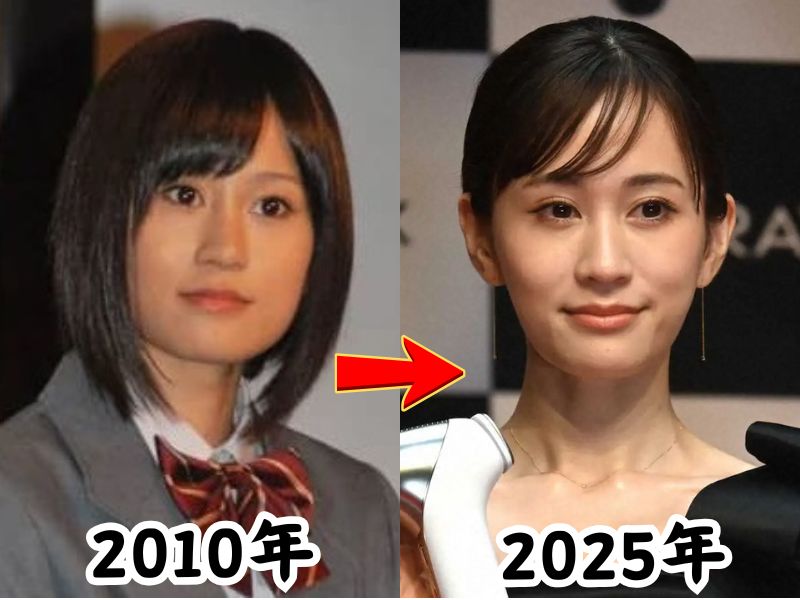 前田敦子のAKB時代2010年の姿と顔が変わったと話題になった2025年の姿を比較した画像