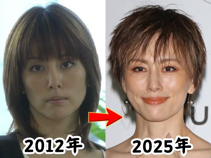 米倉涼子さんの2012年の姿と瘠せたと話題になった2025年の姿を比較した画像