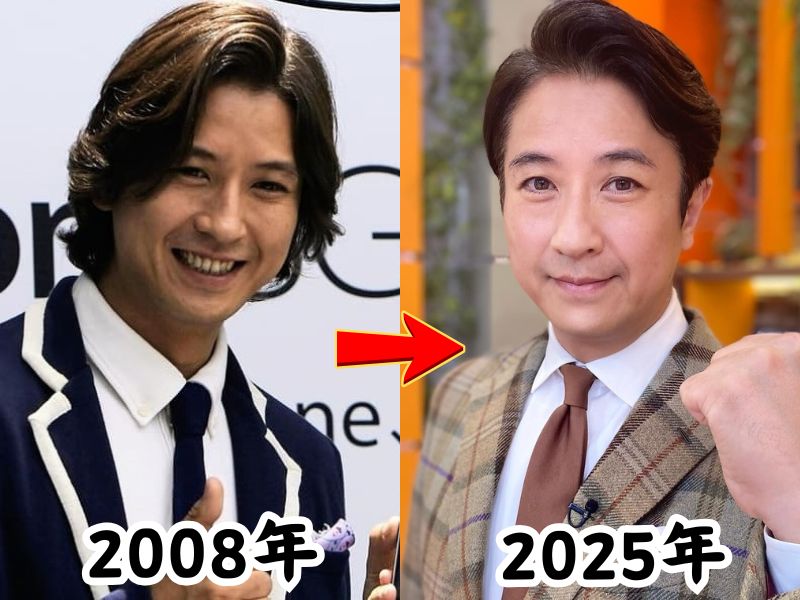 谷原章介の太っていた2008年の姿と少し痩せた2025年の姿を比較した画像
