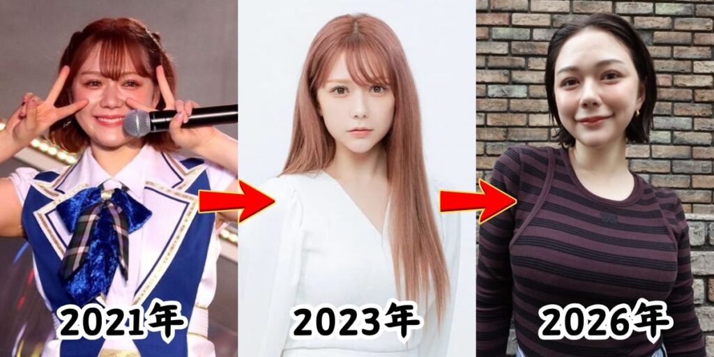 太ったと話題になった村重杏奈さんの2021年~2026年の体型変化を比較した画像