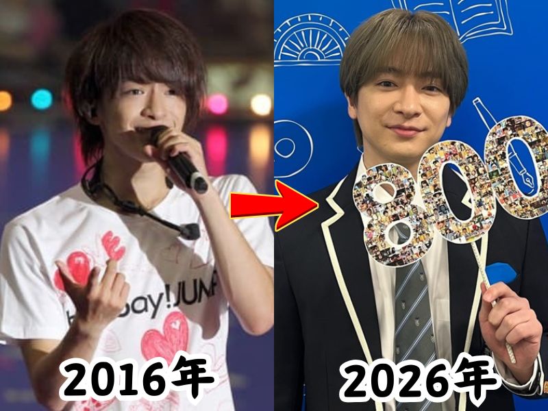 Hey! Sɑy! JUMP 知念侑李さんの痩せていた2016年当時の姿と太ったと話題になった2026年の姿を比較した画像