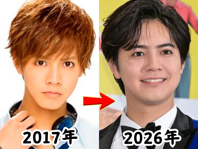 片寄涼太さんの痩せていた2017年当時の姿と太ったと話題になった2026年現在の姿を比較した画像