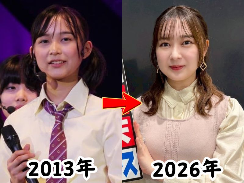 元乃木坂46のメンバー鈴木絢音さんの痩せていた2013年当時の姿とふっくら太った姿が話題になった2026年最新の姿を比較した画像