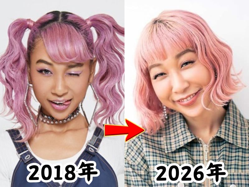 青山テルマさんの痩せていた2018年の姿と、太ったと話題になった026年の姿を比較した画像