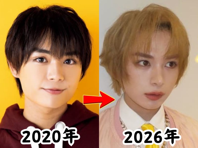 大西流星さんのふっくらしていた2020年当時の姿と瘠せたと話題になった2026年最新の姿を比較した画像
