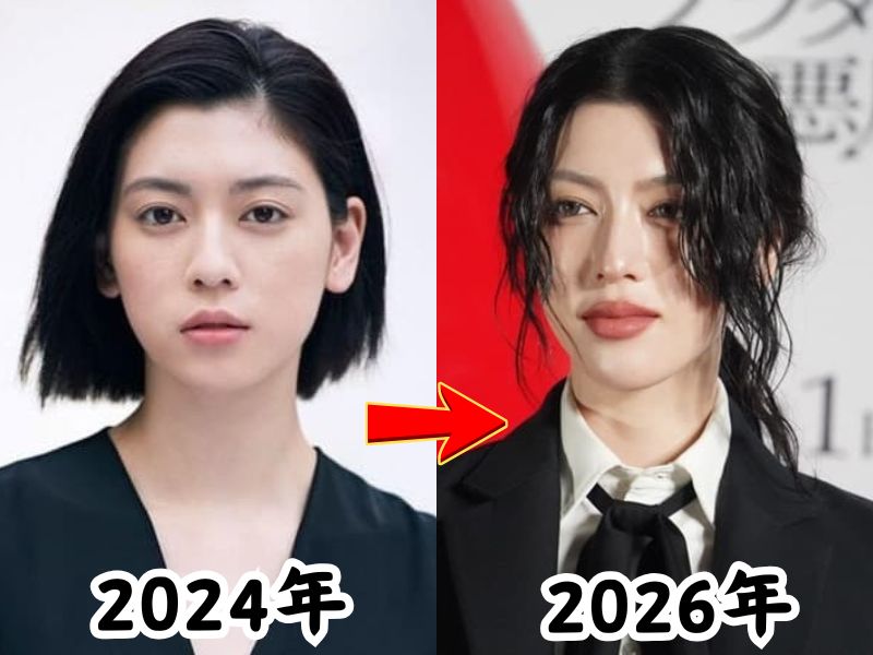顔が変わったと話題になった三吉彩花さんの2024年と2026年の姿を比較した画像