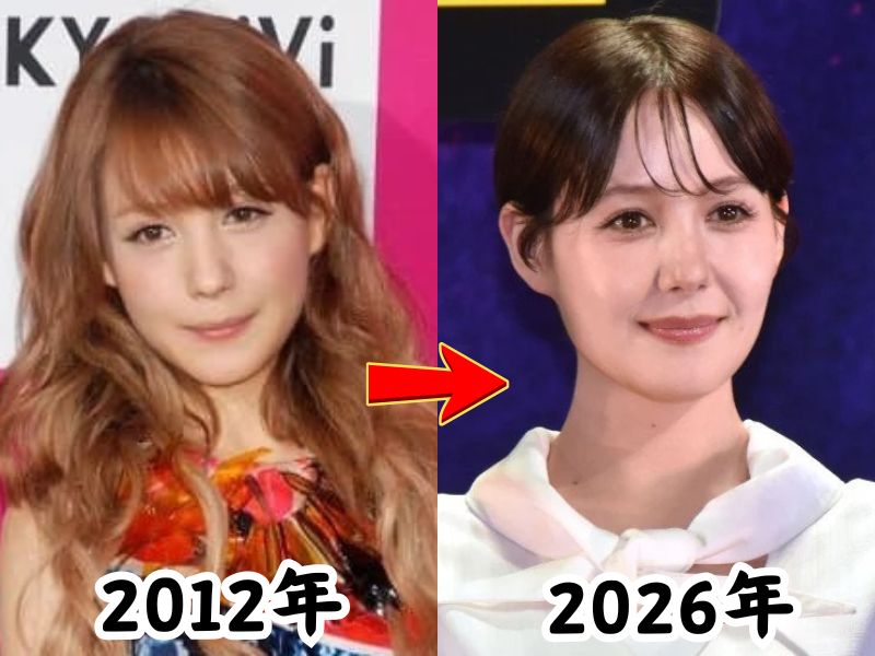 トリンドル玲奈さんの痩せていた2012年当時の姿と、ふっくら太ったと話題になった2026年最新の姿を比較した画像