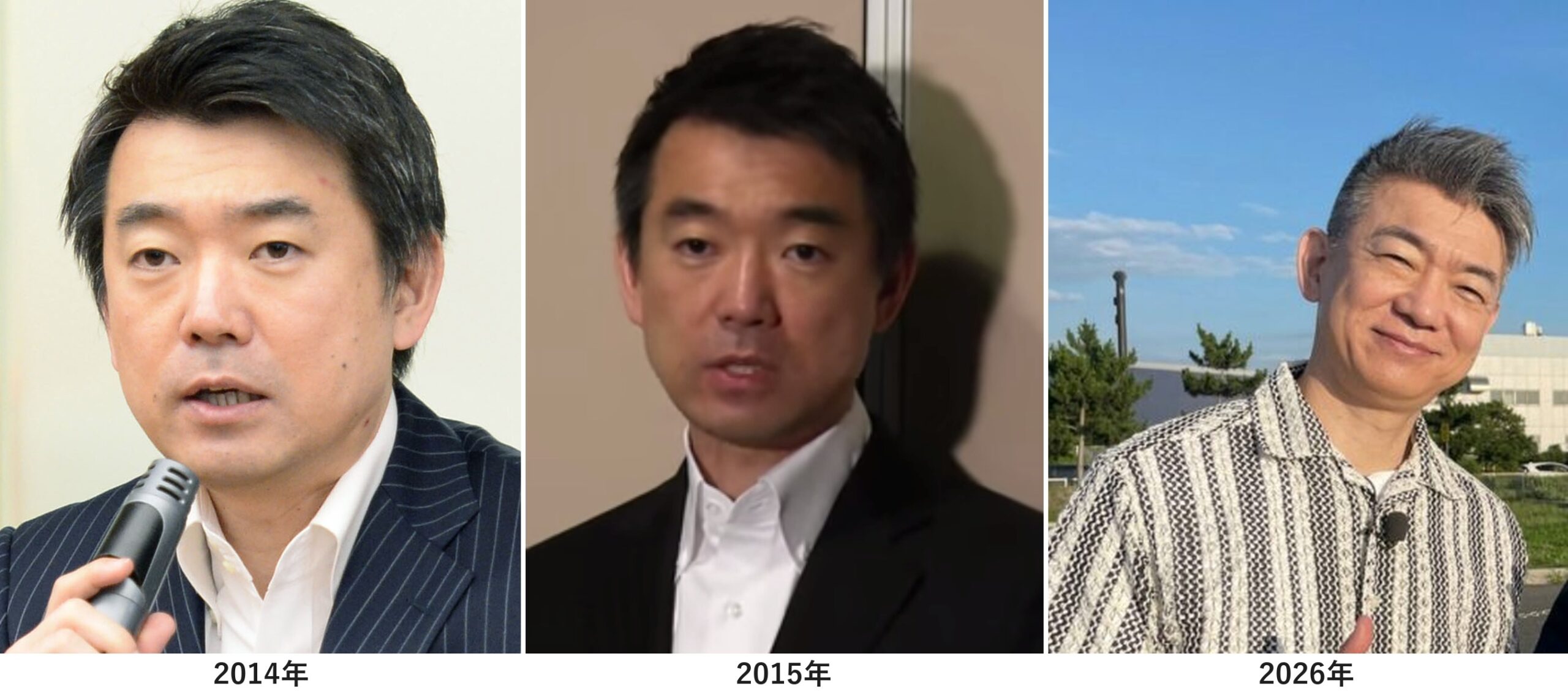 橋下徹さんの2014年・2015年・2026年の比較画像