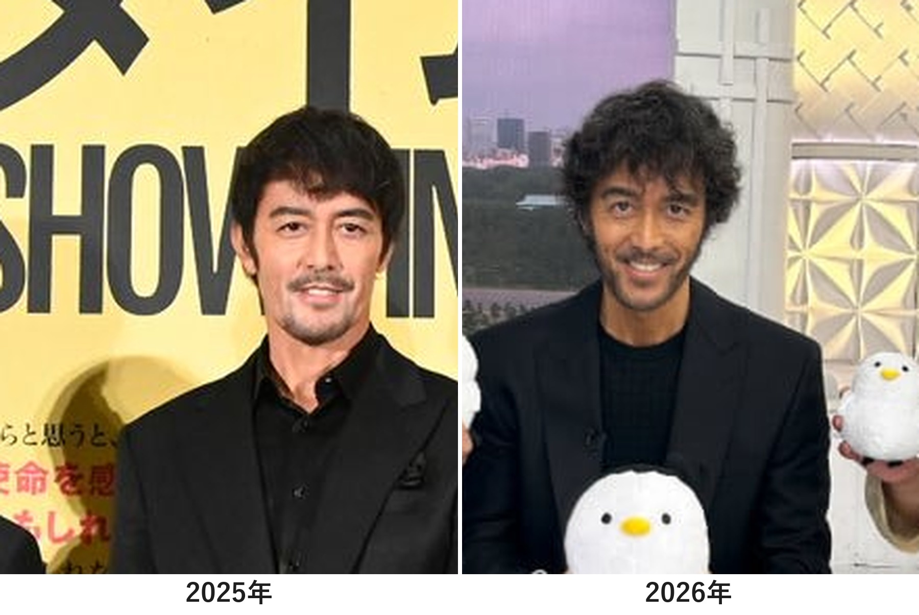 阿部寛さんの2025年と2026年の比較画像