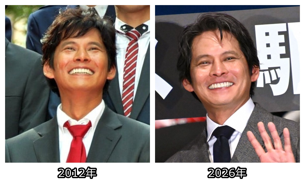 織田裕二 太った|2012年と2026年現在を頭から胸まで比較した画像