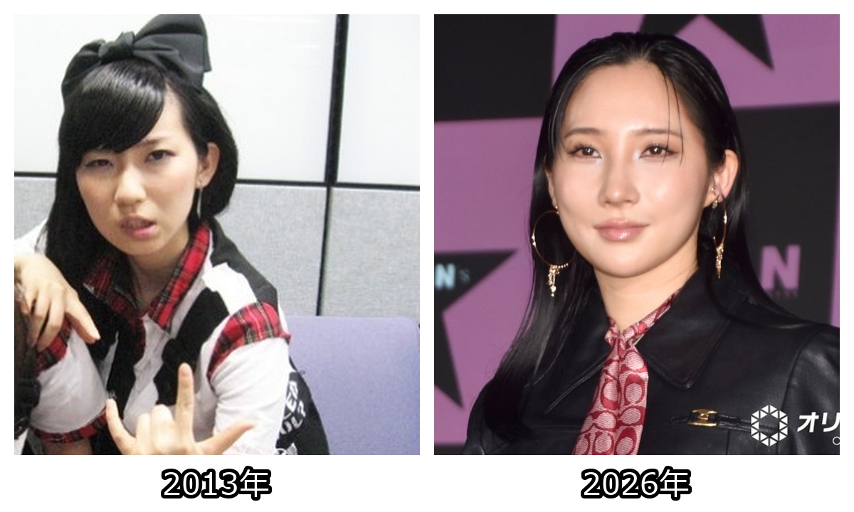ファーストサマーウイカ 太った|2013年と2026年現在を頭から胸まで比較した画像