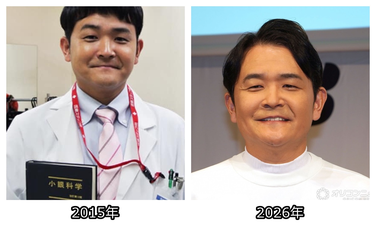 千鳥 ノブ 痩せた｜2015年と2026年現在を頭から胸まで比較した画像