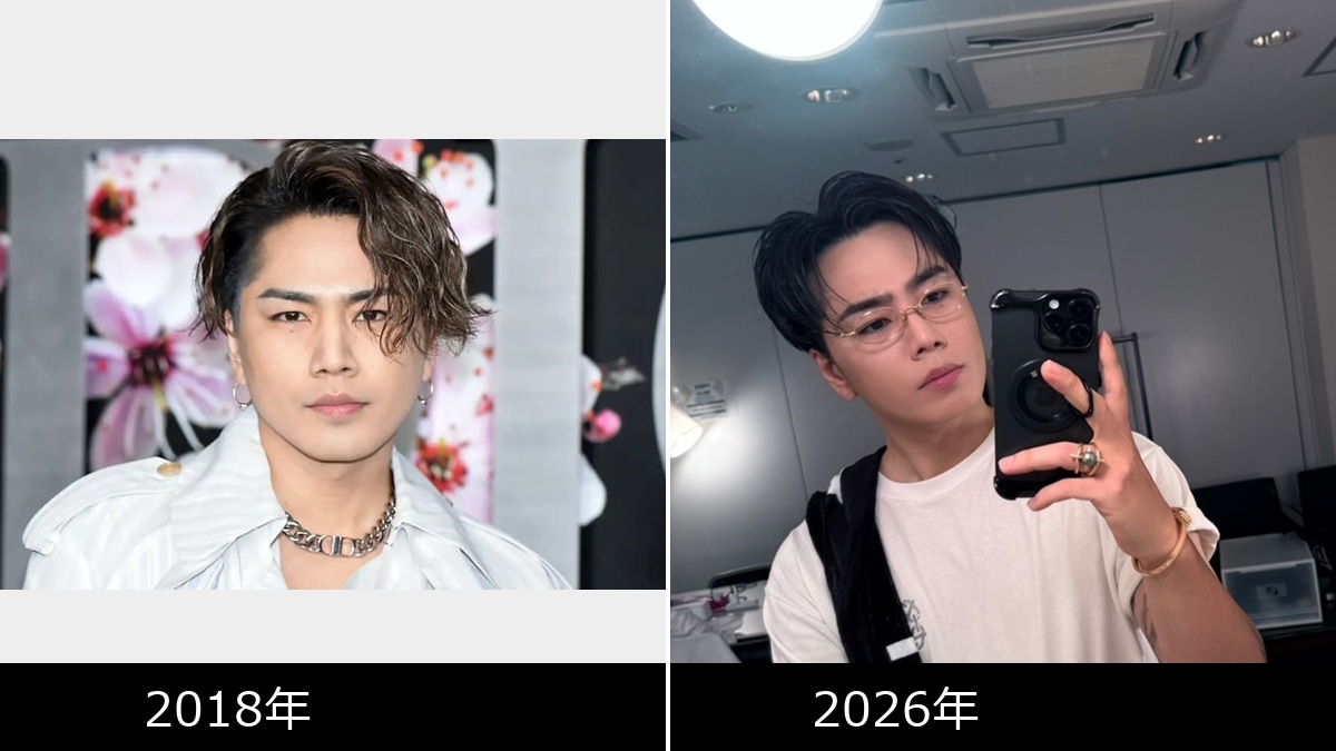 登坂広臣さんの2018年と2026年現在の顔を比較した画像