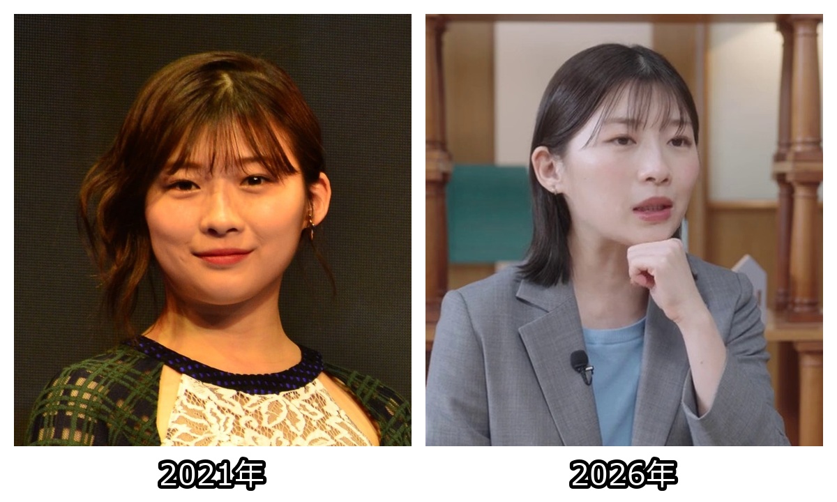 伊藤沙莉 痩せた｜2021年と2026年現在を頭から胸まで比較した画像