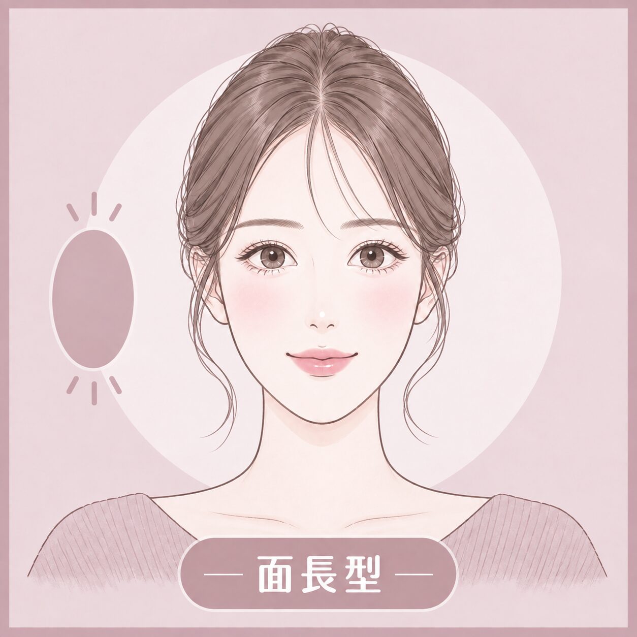 女性モチーフの面長型を示す単体顔型イラスト
