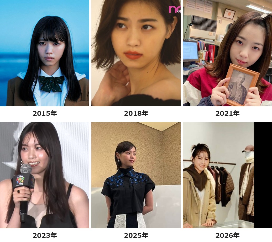 西野七瀬さんの2015年から2026年までの歴代6スタイルを横並びで比較
